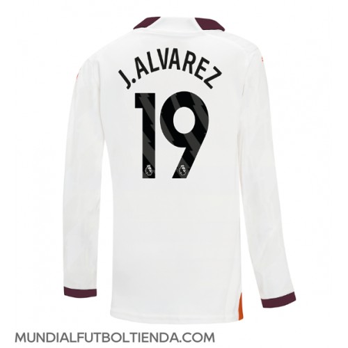 Camiseta Manchester City Julian Alvarez #19 Segunda Equipación Replica 2023-24 mangas largas